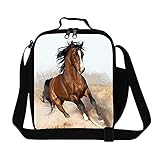 Creativebags Man and Women Lunch Bags Boxes for Outdoors Sports Leisure Life and School Children Boys Girls Polyester 3D Horse Prints