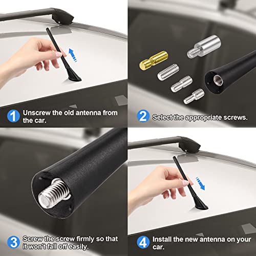 Bingfu Universal Vehicle Roof Mount Antenna Mast 6.3 inch Rubber Car