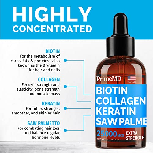 (2 pack) Liquid Biotin Collagen Keratin Saw Palmetto 25000mcg Drops 4