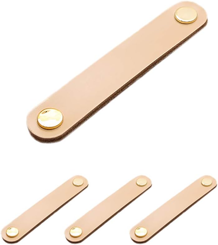 Bledyi Leather Drawer Pull and Cabinet Handles Gold Furniture Hardware Pulls,for Door Cupboard,Wardrobe,Kitchen, Pack of 4