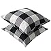 TEALP Buffalo Check Throw Pillow Cover - 18x18 inch Linen Cotton Decorative Pillow Case Home Sofa Cushion, Farmhouse Fall Home Decor, Set of 2 Black and White