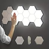 YXQUA Hexagon Lights, Minimalist White Touch Night Light, Center Touch-Sensitive Wall Panels, Hex Light with USB-Power for Autism, Game Room Decor, Party (6)