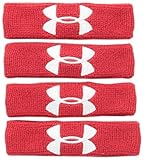 Under Armour 1-Inch Performance Wristband, One Size, Red (Pack of 4)