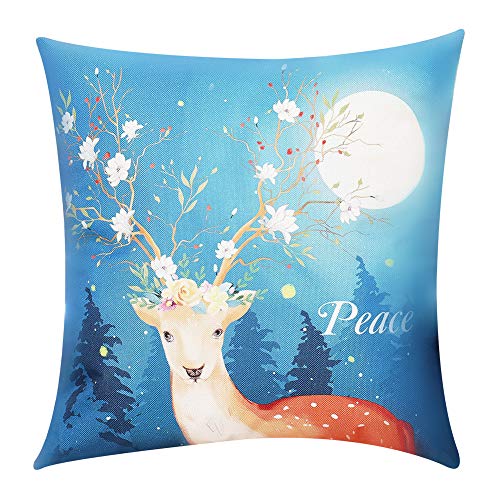 Tedars Christmas Throw Pillow Covers, 18x18 Inch Pillow Covers Cotton Linen Burlap Cushion Cover for Sofa with