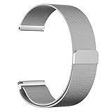 Wearable4U Milanese Magnetic Loop Quick Release Replacement Stainless Steel Watch Band Strap 18, 20 or 22mm (Silver, 20 mm)