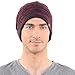 FORBUSITE Mens Slouchy Long Beanie Knit Cap for Summer Winter, Oversize Striped Claret with Black