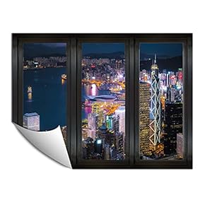 Wall Paper Small Wall Mural City at Night Wall Art Removable Wall Decoration for Bedroom Living Room - 24x32 inches
