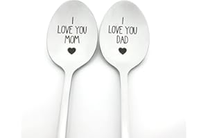 Christmas Gifts for Mom and Dad I Love You Mom Dad Spoon Set for Parents Mothers Day Fathers Day Gift Birthday Gifts Annivers