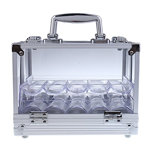 Bonarty 600Pcs Chip Clear Acrylic Poker Chip Locking Carrier-Includes 6 Chip Racks, Holds 6 Chip Trays Poker Chip Case (Clear) - Thumbnail 2