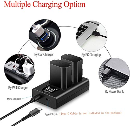 ENEGON NP-FZ100 battery 2 Pack 2280mAh and Fast Dual USB Charger with LCD Screen, Compatible with Sony ZV-E10II A9III A7CII ZV-E1 A7III A7IV FX3 FX30 A6700 A1 A7C A7CR A7RIV A7RV A7SIII A9II