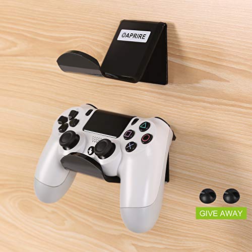 Controller Stand Wall Holder Mount for Xbox One PS4 Switch Pro - Pack of 2 OAPRIRE Acrylic Video Game Controller Accessories with Cable Clips - Black