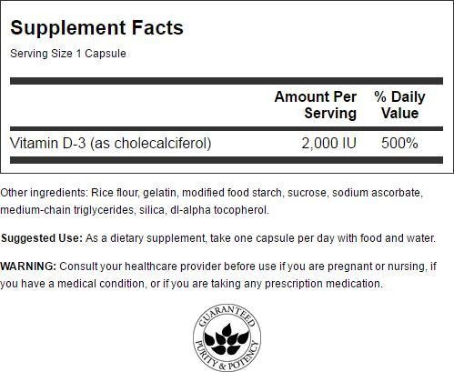 Swanson Higher Potency Vitamin D-3 2000 Iu (50 mcg) 250 Capsules - //medicalbooks.filipinodoctors.org
