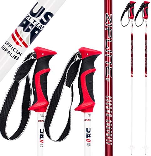 Zipline Ski Poles Carbon Composite Graphite Lollipop U.S. Ski Team Official Ski Pole - Choose from Colors and 10 Sizes (Cherry Swirl, 44" in./ 112 cm)