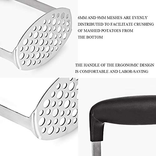 Potato Stainless Steel Smasher, Bosiwee Potato Masher Ergonomic Horizontal Handle Mash Fruit, Meat, Potatoe, Baby Food, Avocado, Bean, Vegetable
