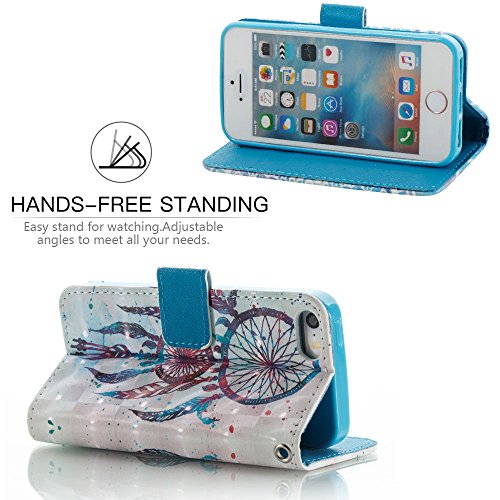 iPhone SE Case,iPhone 5S Case,iPhone 5 Case, JanCalm [Wrist Strap] [Kickstand] [3D Painted Pattern] [Card/Cash Slots] PU Leather Wallet Magnetic Flip Folio Cover + Crystal pen (Dream Catcher Pattern) - Thumbnail 4