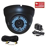 VideoSecu Day Night Outdoor Built-in 1/3'' SONY CCD Dome Surveillance Camera Home IR Zoom CCTV 3.5-8mm Varifocal Lens 36 Infrared Leds with Free Power Supply and Extension Cable A45