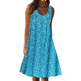 Fainosmny Summer Loose Dress for Women Plus Size Maxi Dress Casual Print Sleeveless Beach Dress Ladies Summer Sundress