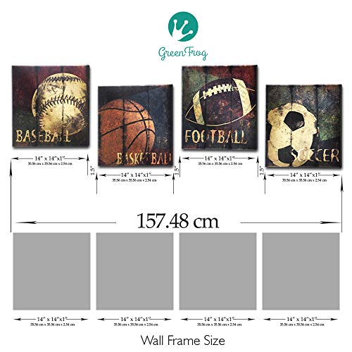 Green Frog Sports Themed Canvas Wall Art Great Gift, 14" x 14"