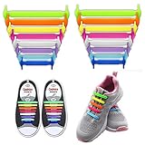LattoGe No Tie Shoelaces for Kids and Adults - Slip On Tieless Lace Waterproof Silicone Flat Elastic Shoe Laces Strings for Athletic Running Sneakers Boots Board and Casual Shoes
