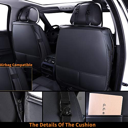 Car Seat Covers(Easy to Install) Easy to Clean Leather Car Seats Cushion, Waterproof and Fit All Seasons(COLOGo)Universal for 5 Seats Vehicles/Car/Truck/SUV Fit for Most Hyundai HondaToyota (Black)