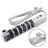 8-Outlet Rotating/Pivoting Power Strip, Cable Management, 2160 Joules Surge Protection with Flat 360 Degree Plug - 6ft Cord