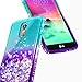 LG Stylo 3 Case (LS777), LG Stylo 3 Plus/Stylus 3 Glitter Case w/[Tempered Glass Screen Protector], NageBee Sparkle Bling Liquid Floating Quicksand Shockproof Women Kids Girls Cute Case -Aqua/Purple