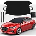 EcoNour Windshield Cover for Ice and Snow | Windshield Frost Cover with Elastic Strap | Windproof Double Strap Design | Water, Heat & Sag-Proof Car Windshield Snow Cover | Medium (69" x 42")