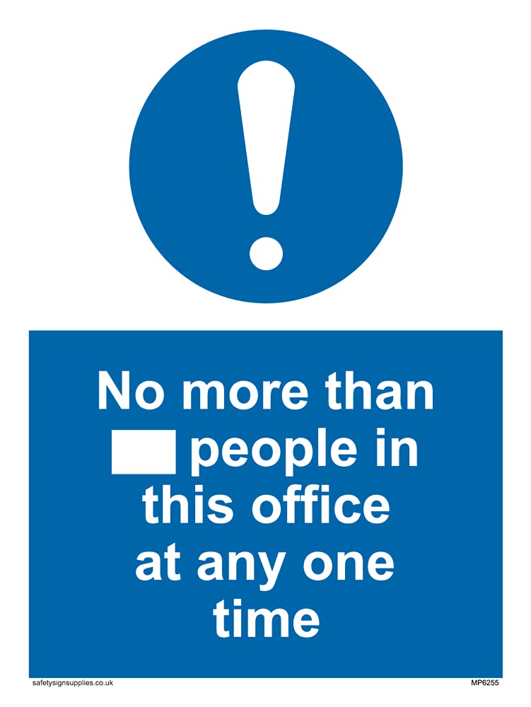 Pack of five - No more than xxx people in this office at any one time Sign - 150x200mm - A5P
