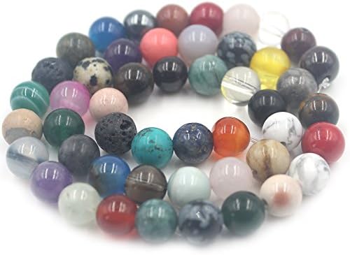 SR BGSJ Wholesale Lot Jewelry Making Natural 8mm Round Loose Gemstone Craft Beads Strand 15" (Mixed Stone)