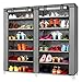 TXT&BAZ 36-Pairs Portable Shoe Rack Double Row with Nonwoven Fabric Cover (7-Tiers Grey)