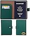Travelambo RFID Blocking Genuine Leather Passport Holder Wallet Cover Case Wing Pocket (Green)