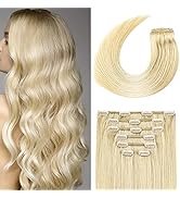 Clip in Hair Extensions 70G Platinum Blonde 100% Remy Human Hair Soft Silky Straight for Fashion ...