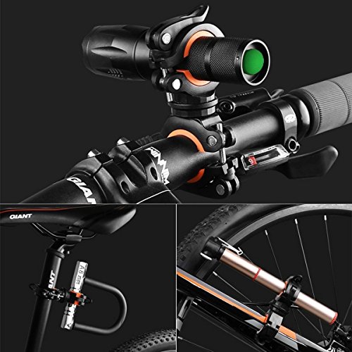 [2 Pack] Vonpri Flashlight Holder, Mount Bicycle Mounting Bracket Flashlight Holder Torch Clip 360º Rotation (Orange) - Thumbnail 4