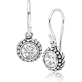 JEAN RACHEL JEWELRY 925 Sterling Silver Dangle Earrings for Women - Rope with Cubic Zirconia Vintage Design - Hypoallergenic, Lead & Nickel Free - Artisan Handcrafted Statement Earrings