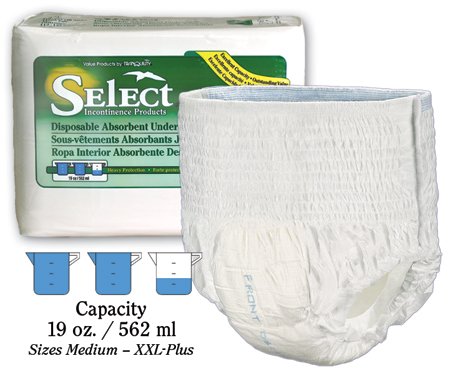 Tranquility Select Youth Disposable Absorbent Underwear X-Large 48" - 66" (Case of 56)