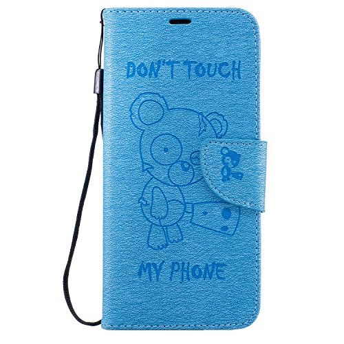 Galaxy S8 Plus Case (6.2"), Fauiueb Knife Bear Embossed PU Leather Flip Card Wallet Case Cover for Samsung Galaxy S8 Plus 6.2 inch (Light Blue)