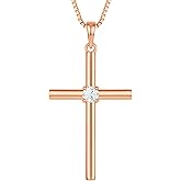 Synlahsky Cross Necklace for Women Men,925 Sterling Silver Moissanite Dainty Pendant 14k White Gold Plated with Certificate