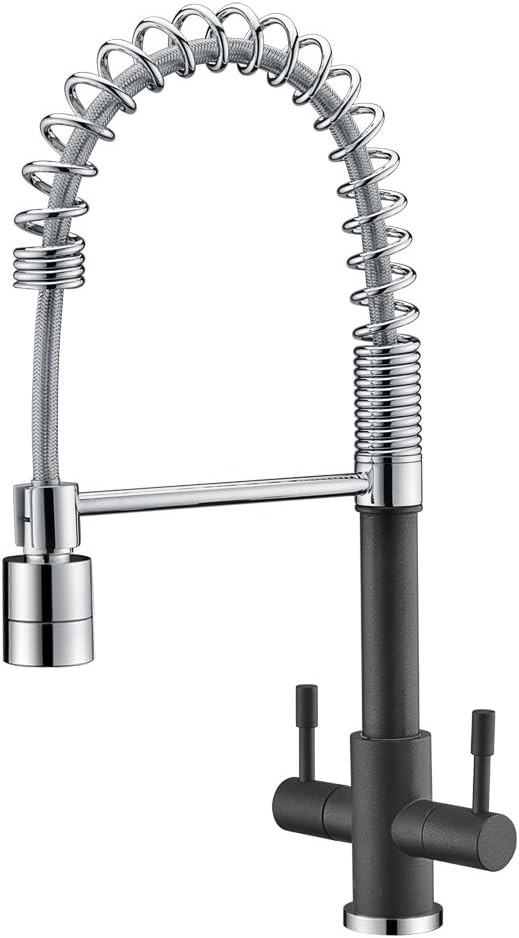 Kitchen Taps Brushed Nickel Double Handles Swivel Kitchen Sink Tap