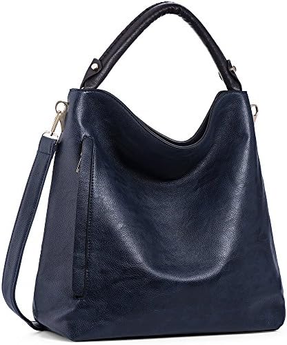 IYAFFA Women Handbags Designer PU Leather Shoulder Purse Ladies Hobo Top Handle Satchels Large Capacity Blue