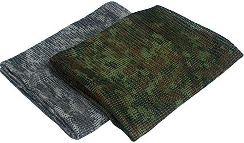 Mesh Scarf Camo Net Scraft for Wargame Sports Outdoor Activities Ghillie Sniper Veil Neckerchief 2 Pcs,ACU+DW