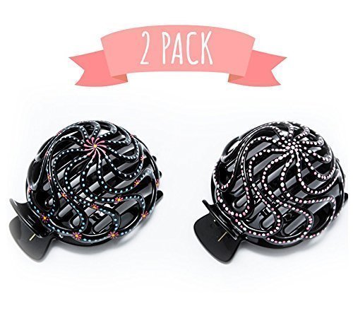 Bun Cover Hair holder, Hand Crafted Hair Clip. This Attractive Hair Accessory Can Be Used As A Bun Maker Or a Hair Grip. Hair Styling for Women For thick and thin hair. 2 Pcs Uniquely Hand Painted.