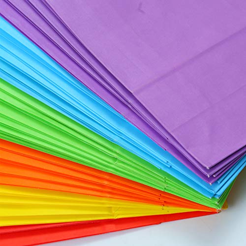 Coobey 30 Pieces Kraft Paper Bags Candy Bags Party Favor Bags with Handle for Birthday, Tea Party, Gift, Wedding and Party Celebrations, 6 Colors - Thumbnail 3