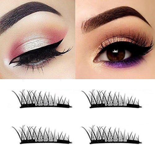 [New Version] Double Magnetic False Eyelashes - No Glue Mess-Free Reusable - Best Fake Lashes Extensions - Beautiful Natural Enhanced Eyes, Volumized Lashes (2 Pair, 4 Pcs)