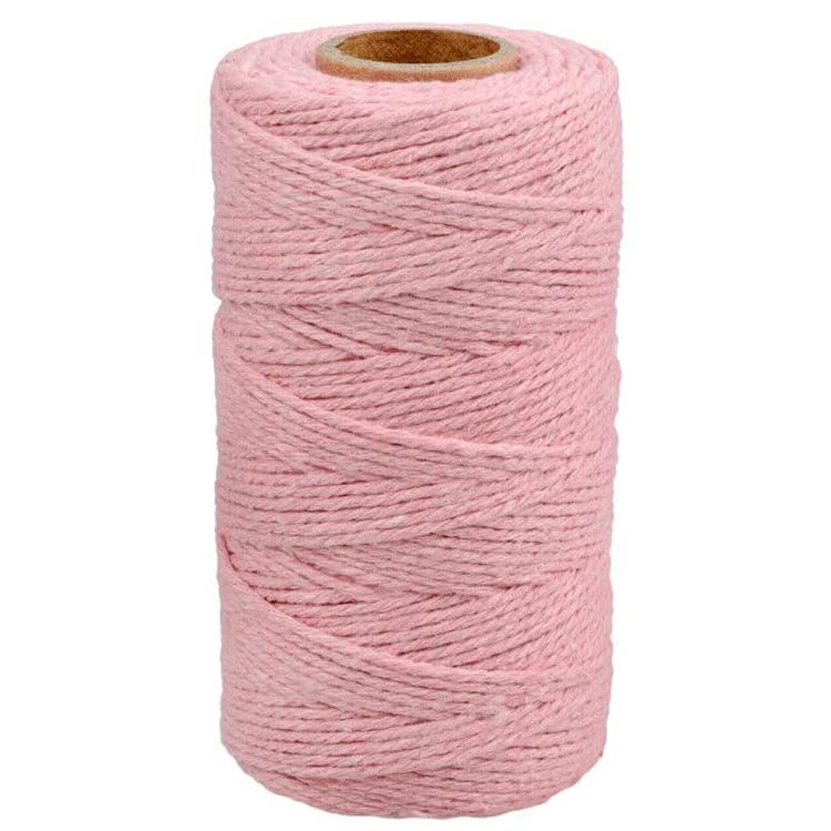 G2PLUS Pink Cotton String, 100M Gift Wrapping Twine, 2MM Valentine's Day Decorative Cord, Handicrafts Twine for DIY Gift Decorations