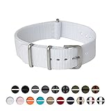 ARCHER Watch Straps, Premium Nylon NATO Straps, Choice of Color and Size (White, 22mm)