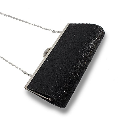 Missfiona Sparkly Glitter Formal Clutch Purse Wedding Party Evening Bag for Women(Black) - Thumbnail 2