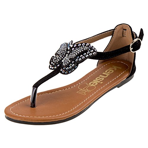 Kensie girl butterfly studded sandals, black, 2 m us li…