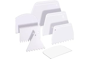 MEISO 7-Piece Cake Icing Tools Set, Professional Dough Scraper and Bowl Cutter, Fondant Smoother and Bread Decorating Kit for