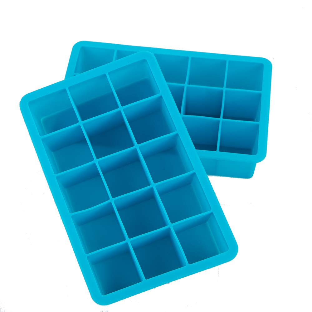 Webake Silicone Ice Cube Tray 2 Pcs Square Ice Cube Moulds 3 x 3 cm Reusable Ice Cube Mold for Whiskey Cocktail Juice Drinking