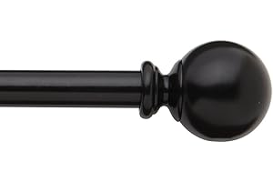 Bali Blinds 5/8" Ball Cafe Rod Set, 48-84", Glossy Black